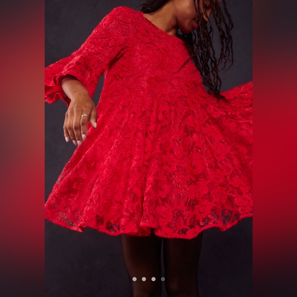 NWOT Free People red mini dress (lace)
